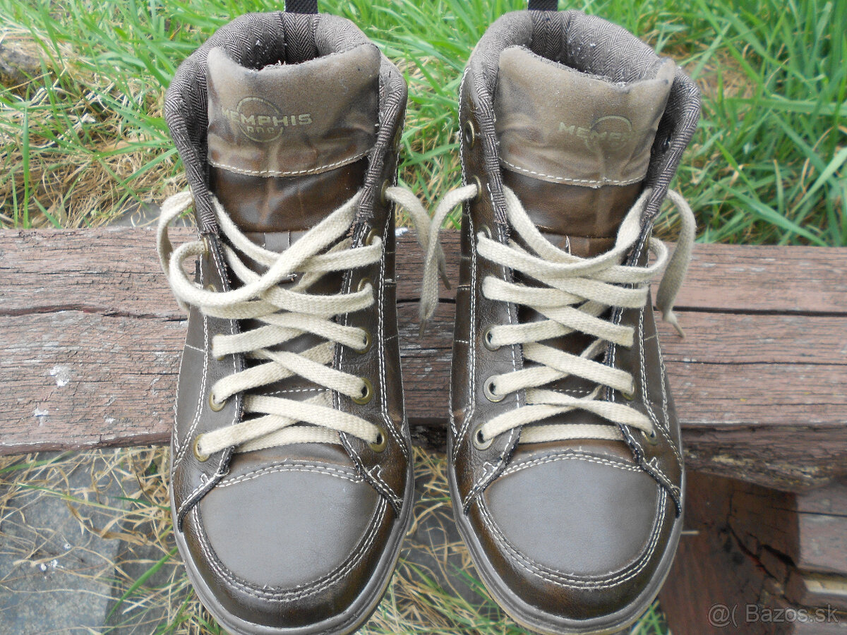 Predám kožené topánky zn.John Garfield,hnedé topánky,botasky - 5