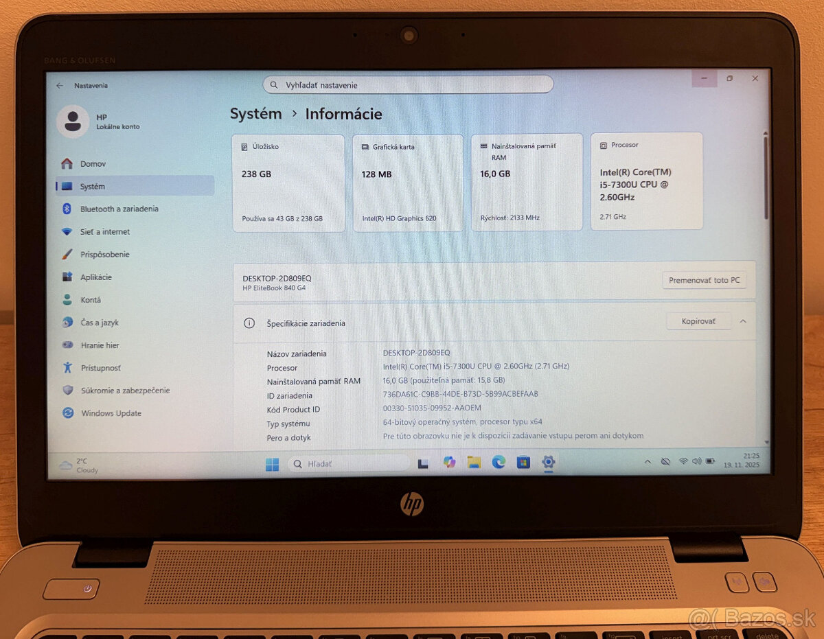 Predám notebook HP EliteBook 840 G4 + zdroj - 5