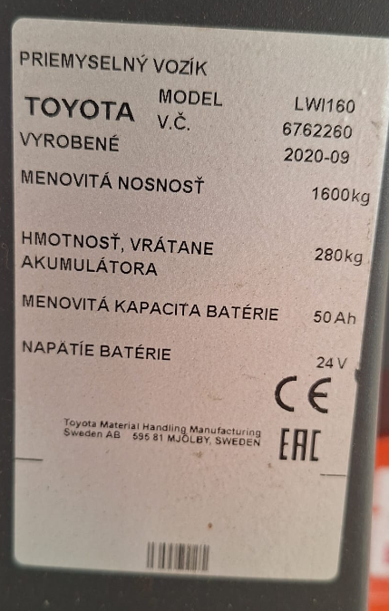 Predám elektrický paletový vozík Toyota - 5