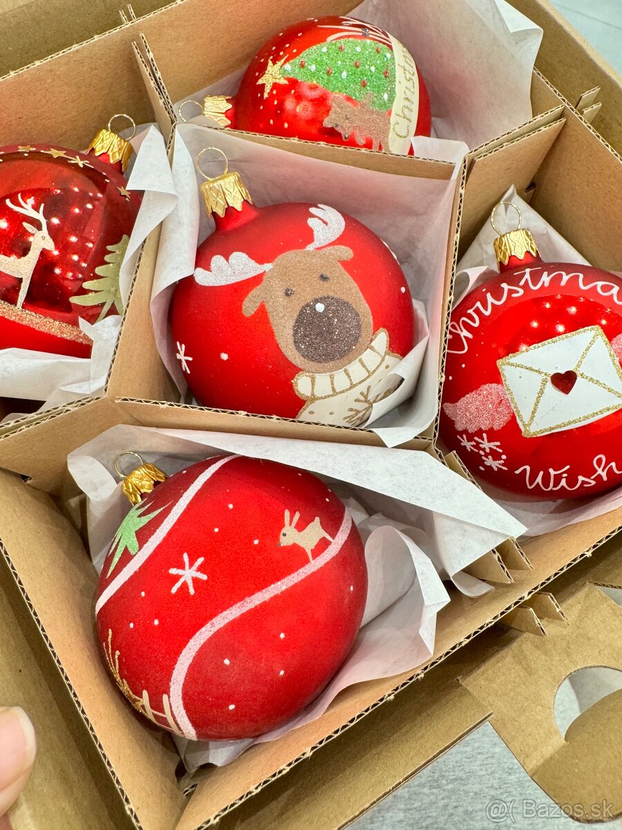 Vianočné ozdoby , vianočné sklenené gule - 5