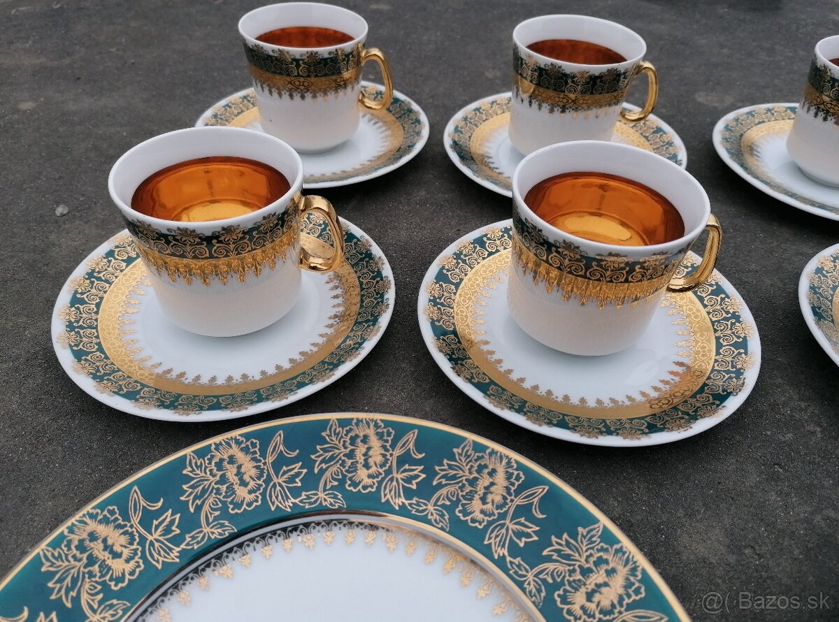 Predám zlato-tyrkysová porcelánová sada - 5