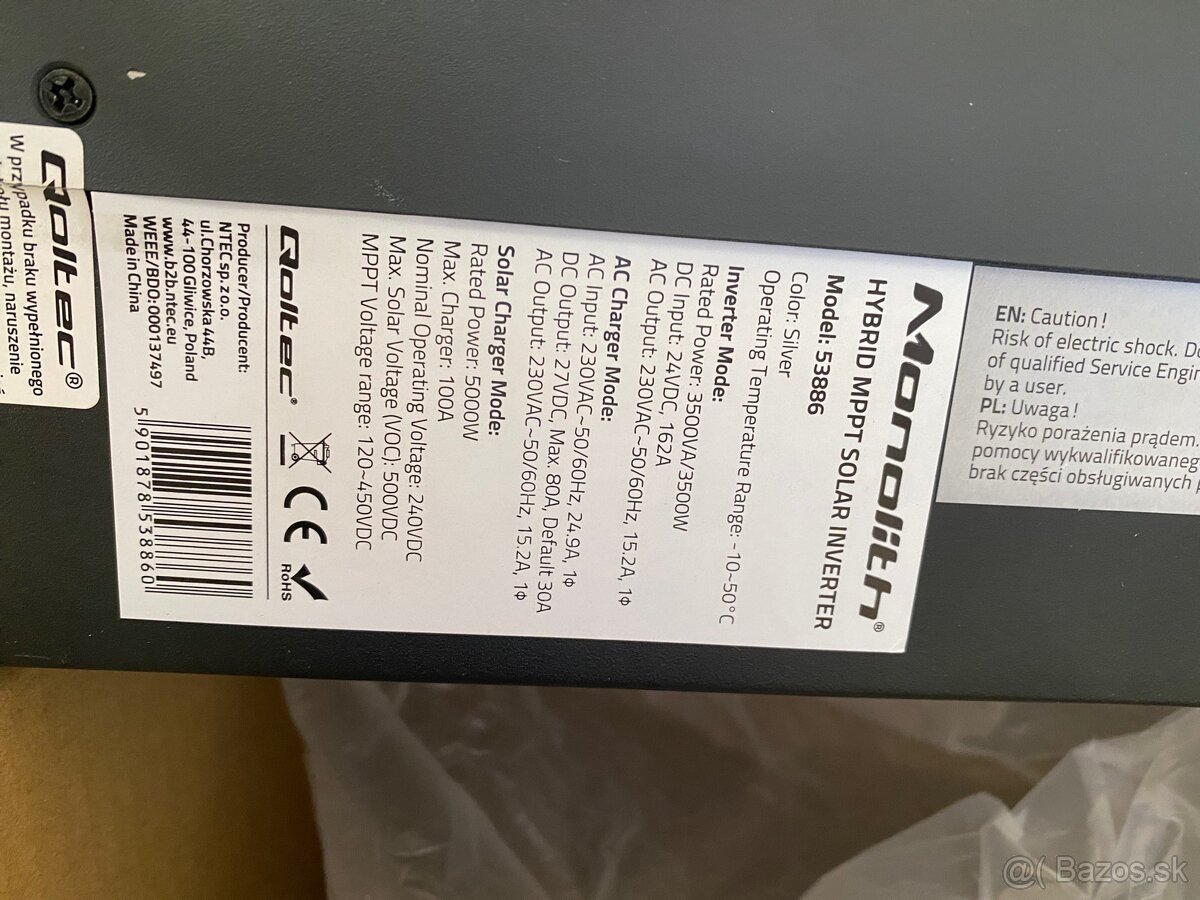 Predám solárny invertor Qoltec 3,5kw 1f - 5