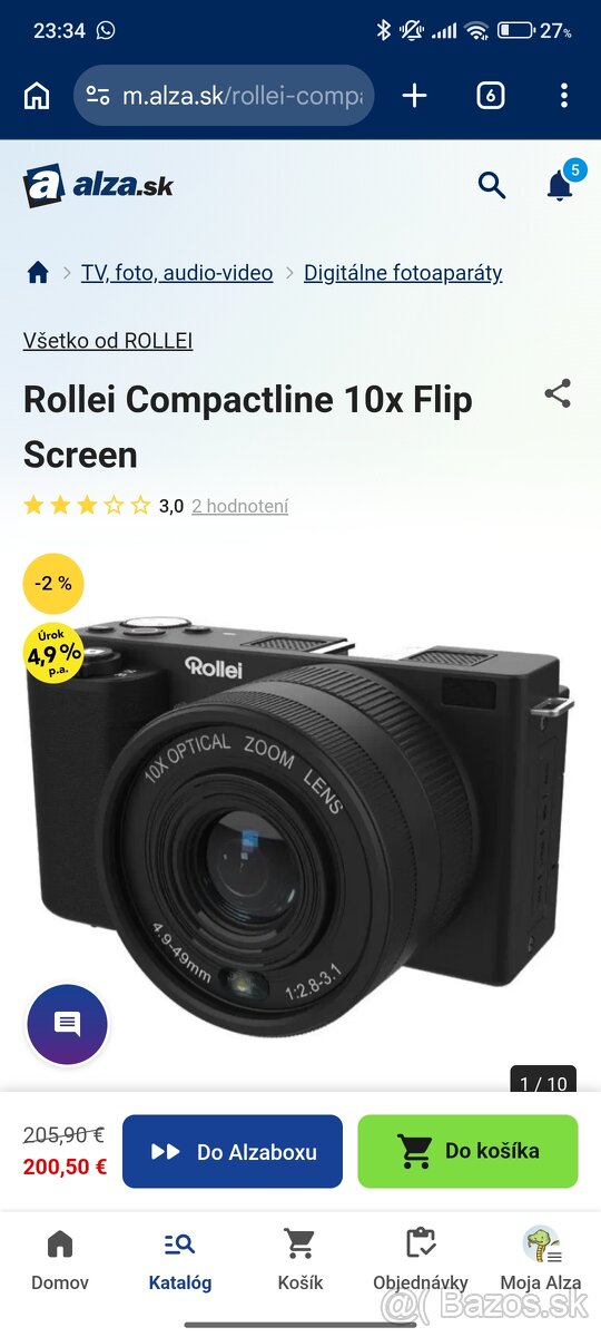 Fotoaparát Rollei Compactline 10x Flip Screen - 5