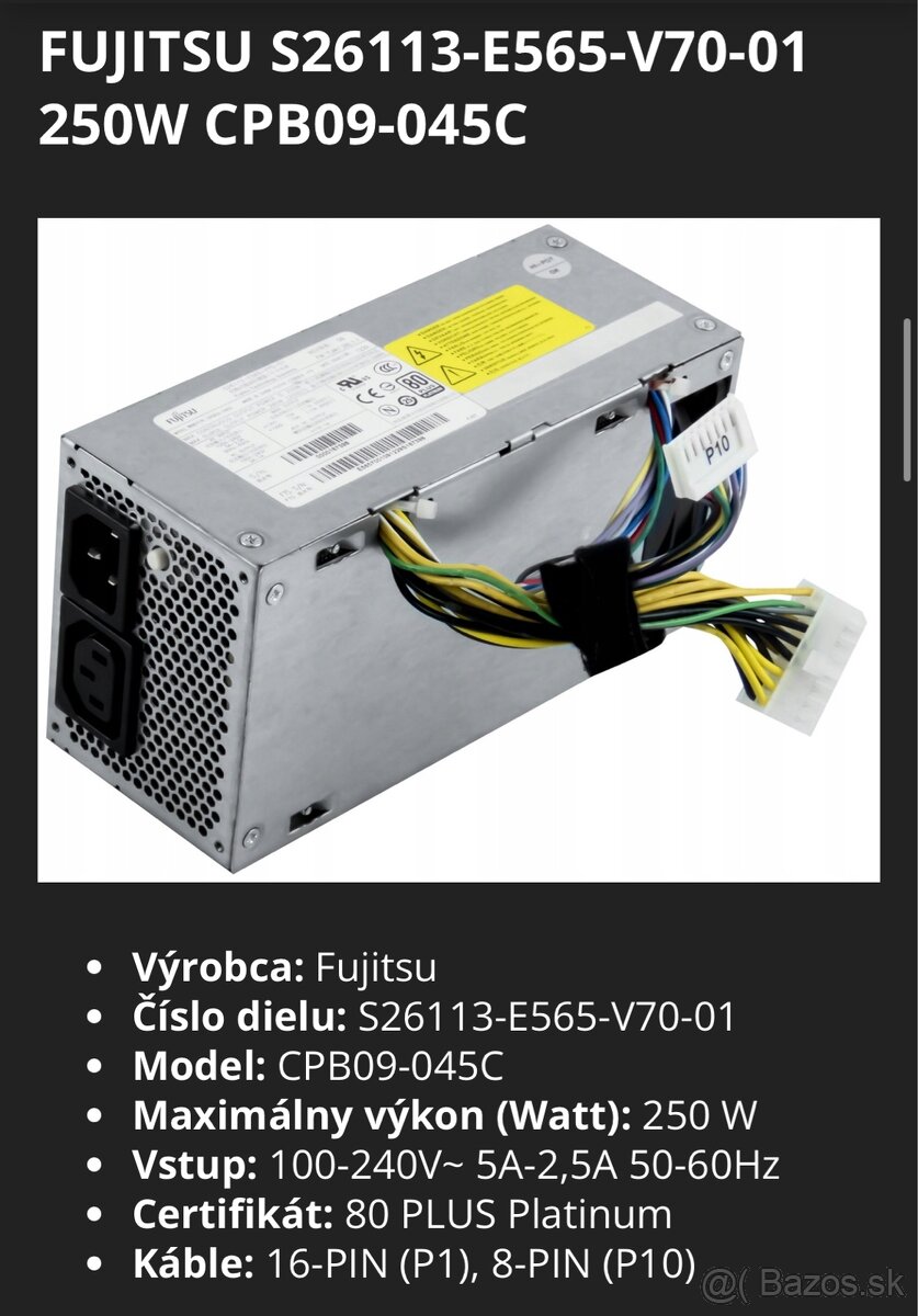 napájací zdroj pre PC - Fujitsu S26113-E611-V70-01 - 5