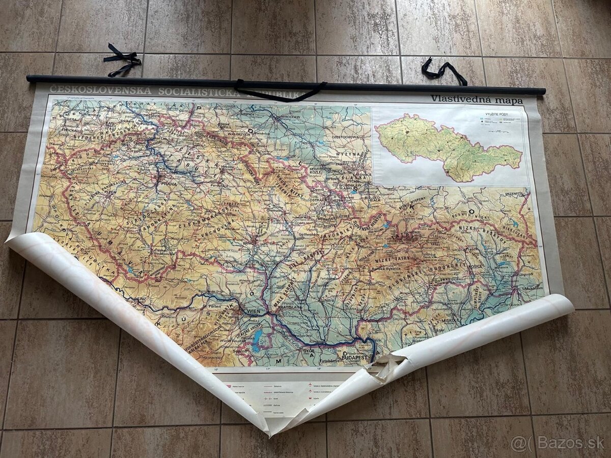 Nástenná Mapa - Československo, ČSSR, Slovensko a iné - 5