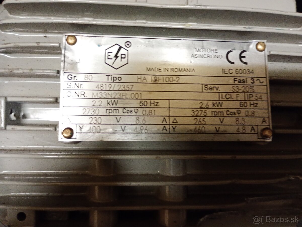 Predám dva elektromotory 2,2kw - 5