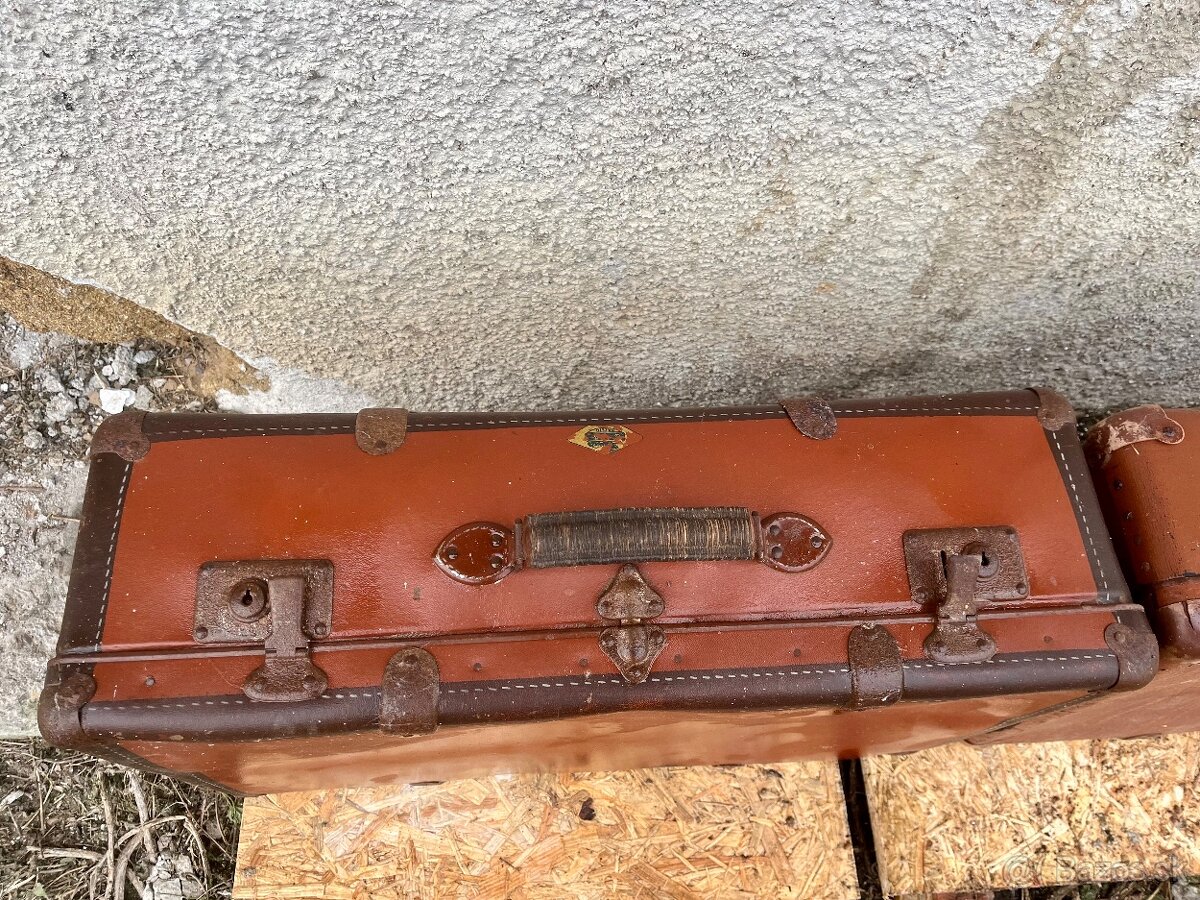 Starožitný starý retro cestovný kufor - 1ks - 5