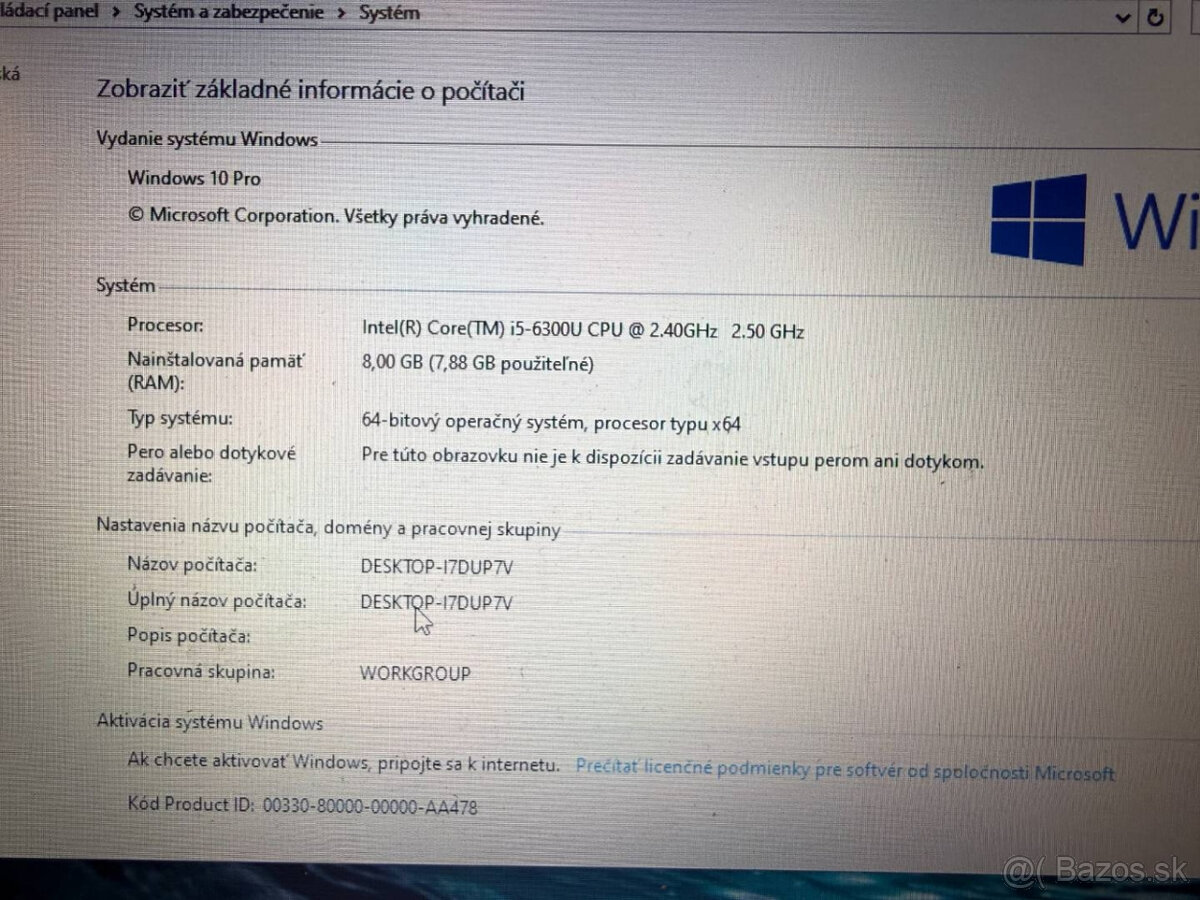 Predám nekompletný notebook Lenovo T470 na diely alebo doskl - 5