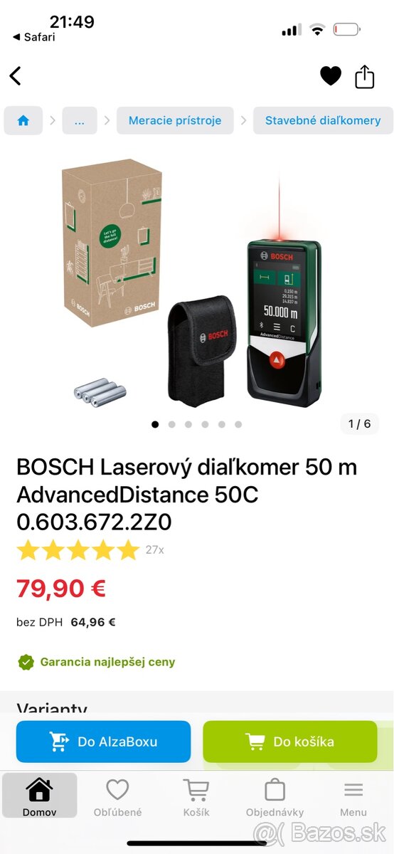 BOSCH laserový diaľkomer, merač 50C - 5