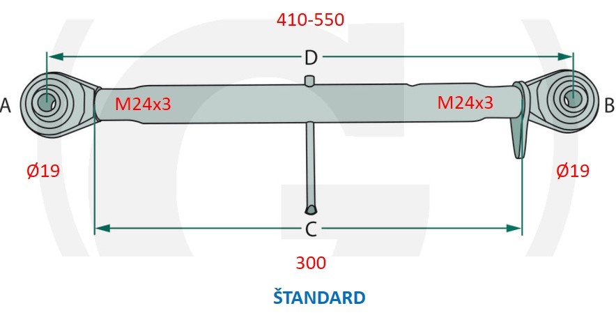 Tretí bod, tiahlo, vzpera 19mm oko - 5