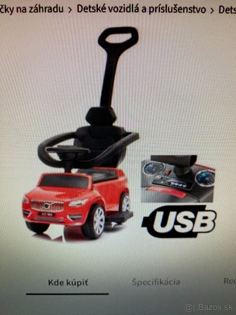 Detské odrážadlo s volantom a vodiacou tyčou Volvo - 5