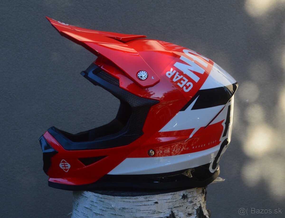 FREEGUN červená lakovaná helma prilba okuliare - 5