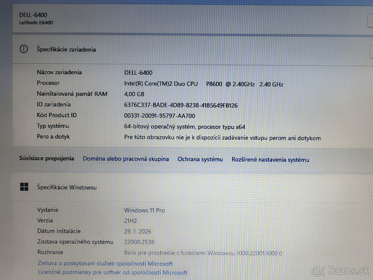 lacný notebook DELL 6400, 4GB, 60GB SSD, Windows11 - 5