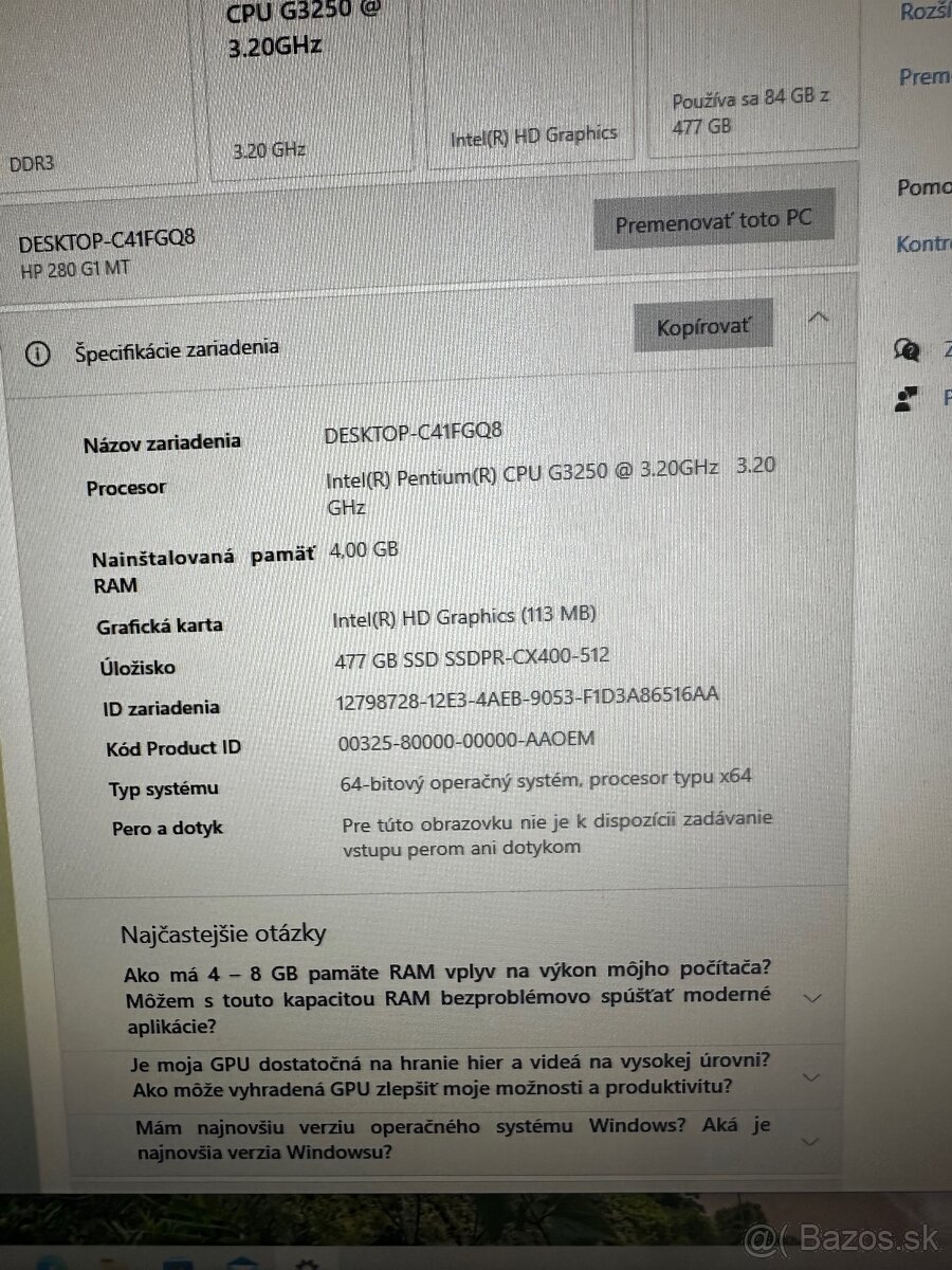 Predám stolový počítač HP 280G1 MT Bussiness PC - 5