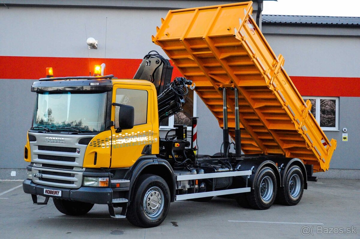 SCANIA P380 6X4 SKLÁPAČ / VYKLÁPAČ + HYDRAULICKÁ RUKA EURO4 - 5