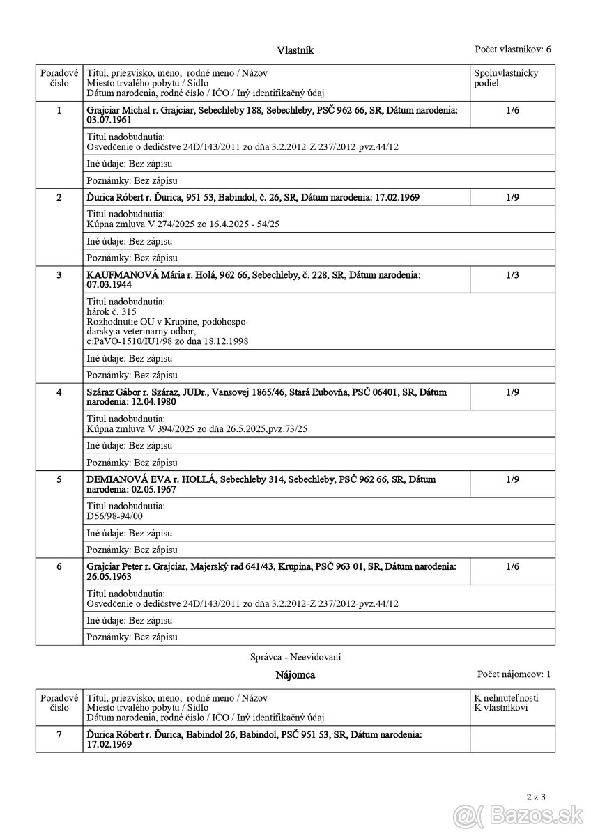 Predám podiely na nehnuteľnostiach v k.ú. Sebechleby - 5