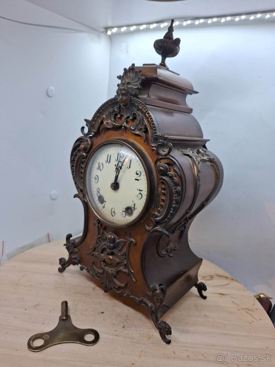 Predám funkčné krbové hodiny LENZKIRCH Polbicie V:34cm š:19c - 5