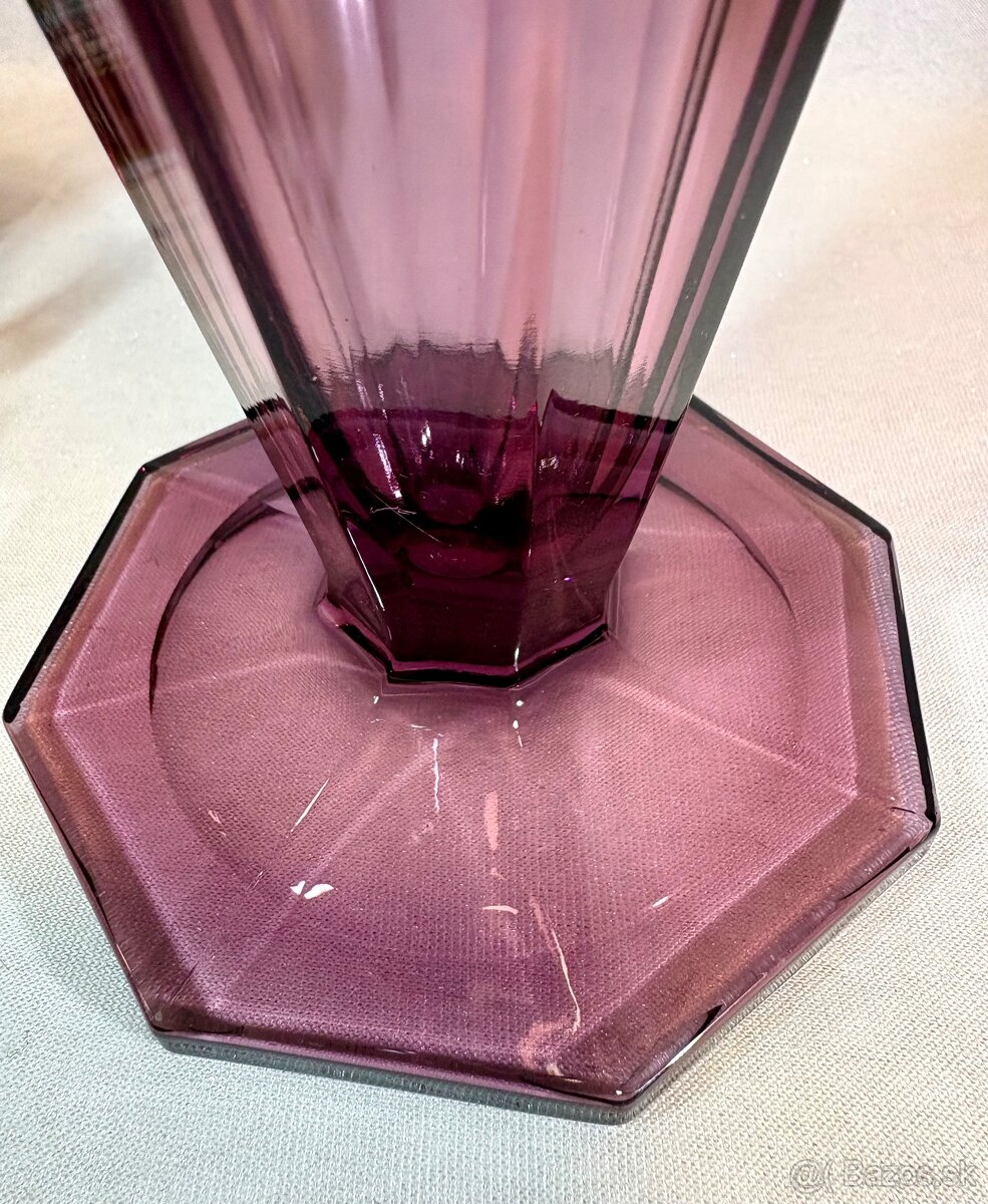 Fialová uranova vaza ART Deco top stav - 5