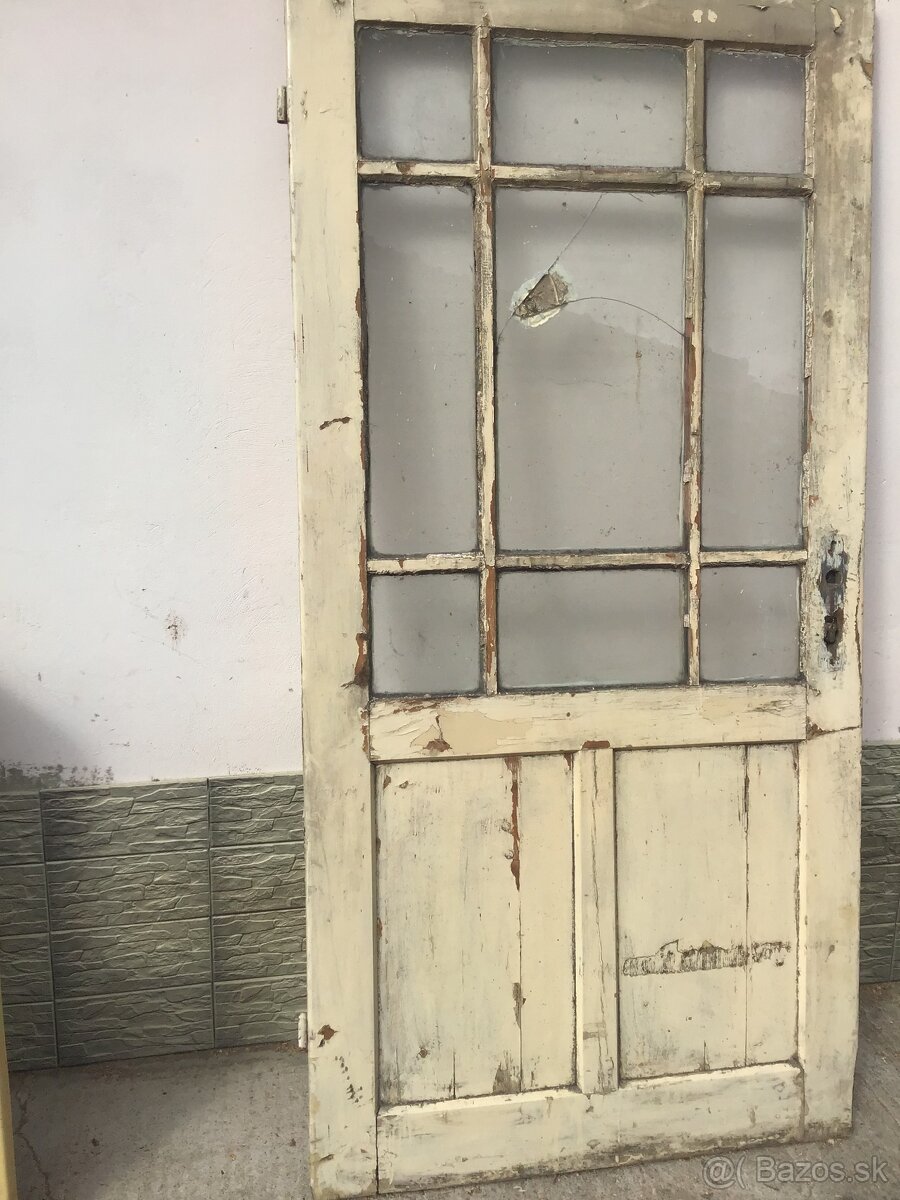 STARé DVERE 97CM PLNé AJ SO SKLOM - 5