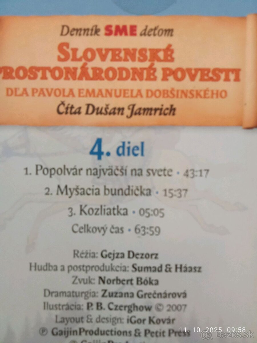 Predám - 5 CD - Slovenské prostonárodné povesti - 5