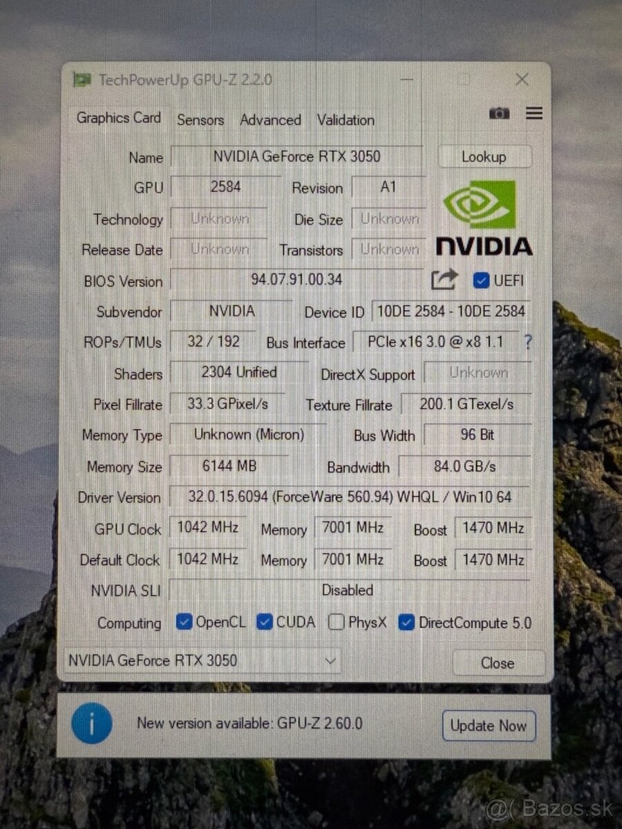 Herný počítač HP.Intel i5-6500 4x3,20GHz.RTX3050 6GB.ram 16G - 5