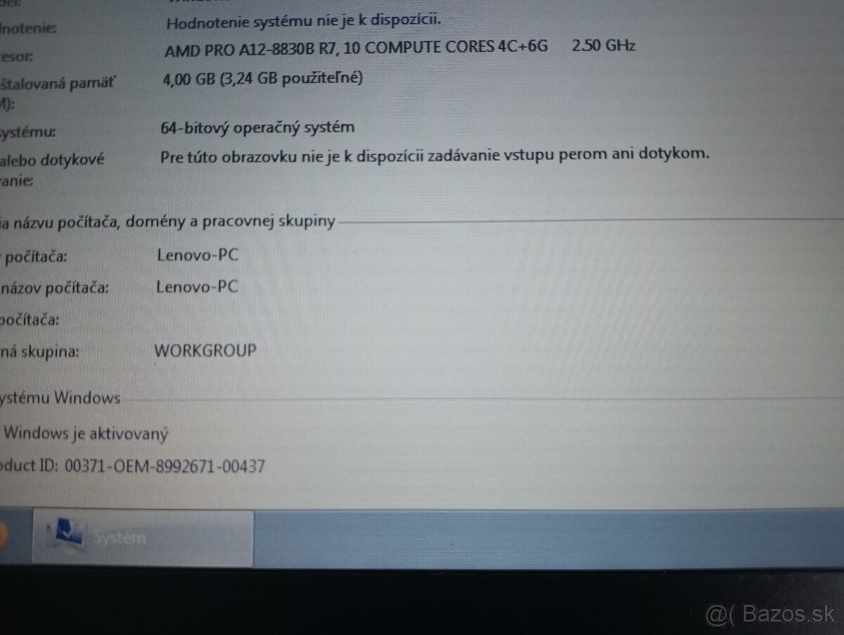 predám notebook LENOVO THINKPAD A475 , Windows 7 - 5