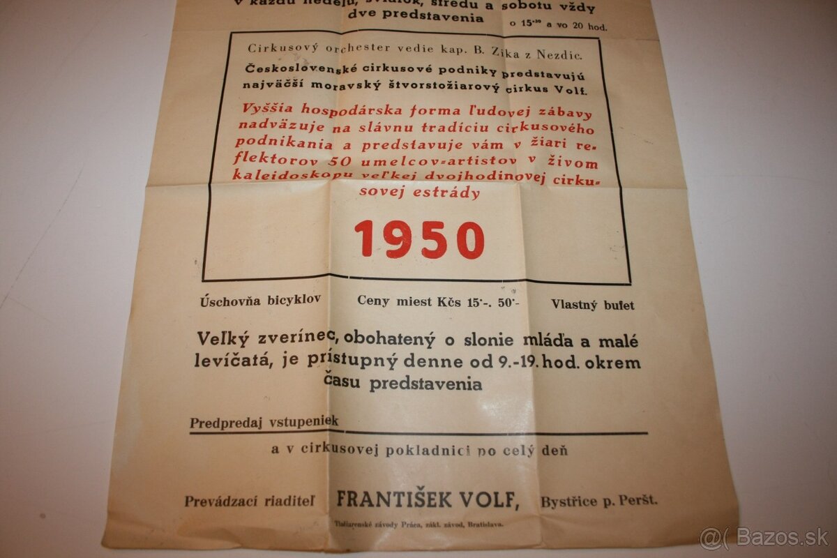 Reklamný plágát CIRKUS VOLF - 5