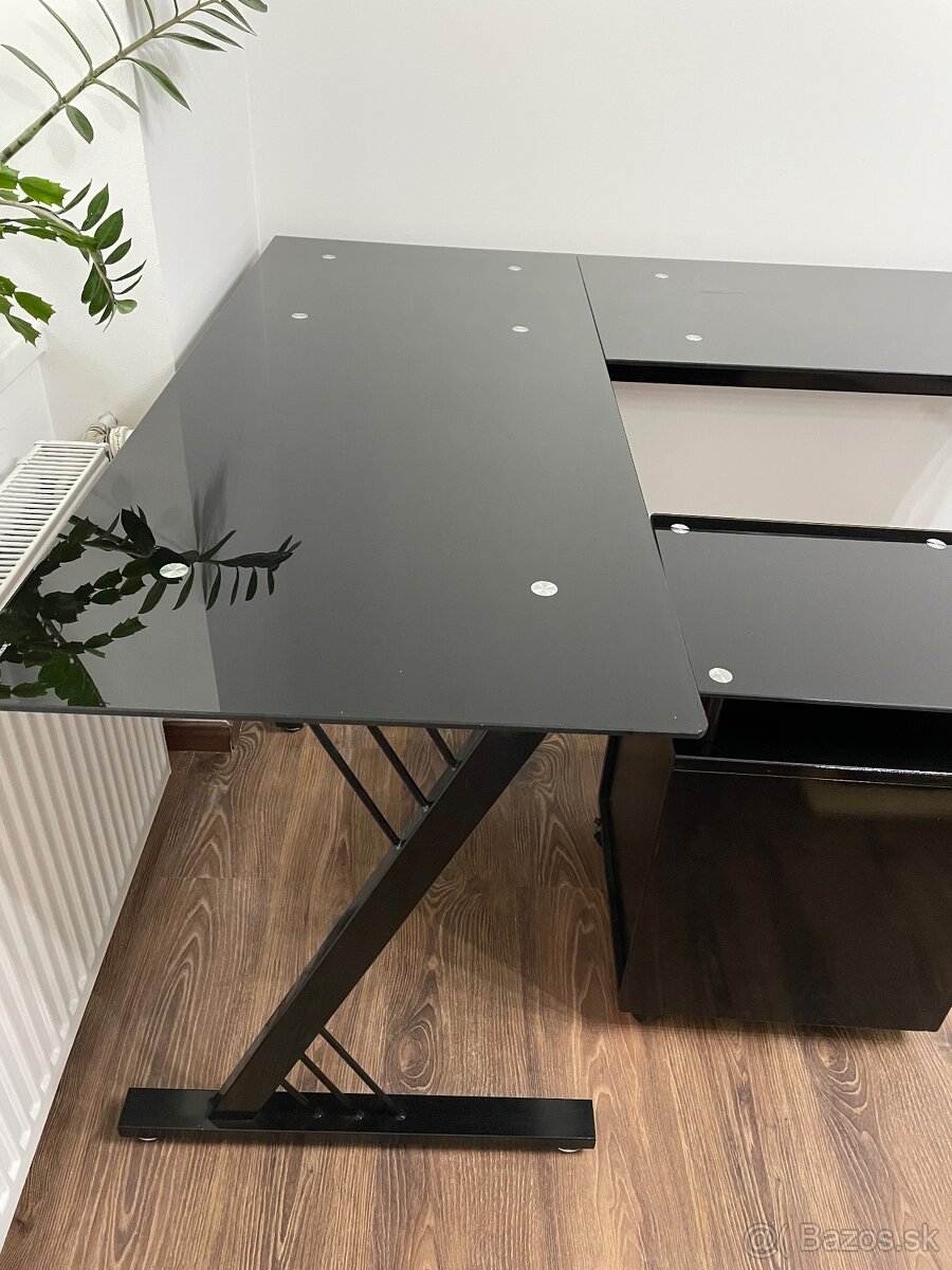 Sklenený pracovný stôl rohový - 5