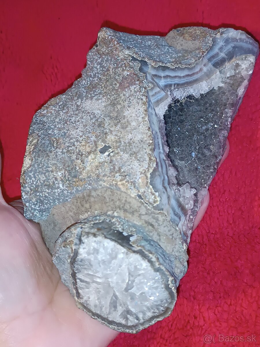 CAchátová geóda s chalcedonom a ametystom v dutine- Brazília - 5