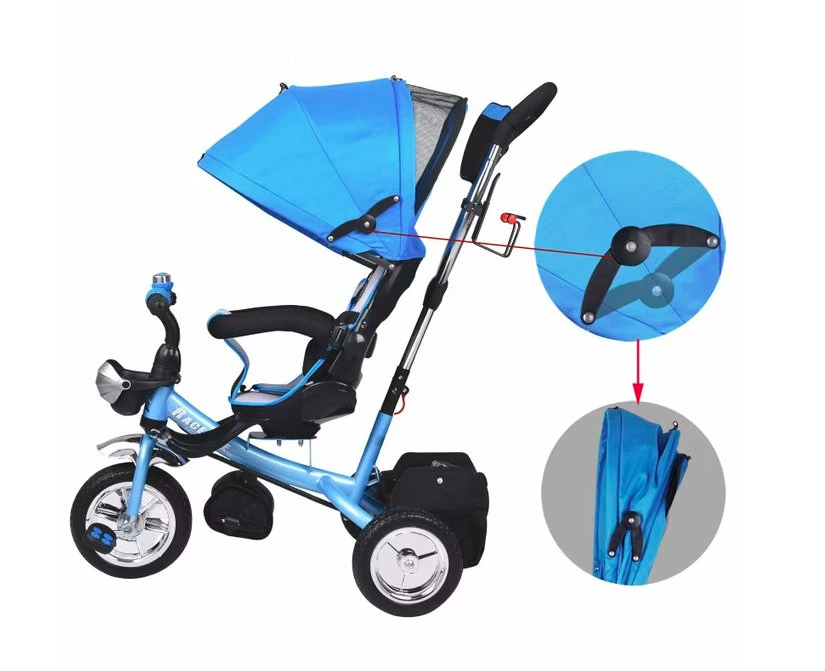 Detská trojkolka so strieškou - ružová a modrá - 5