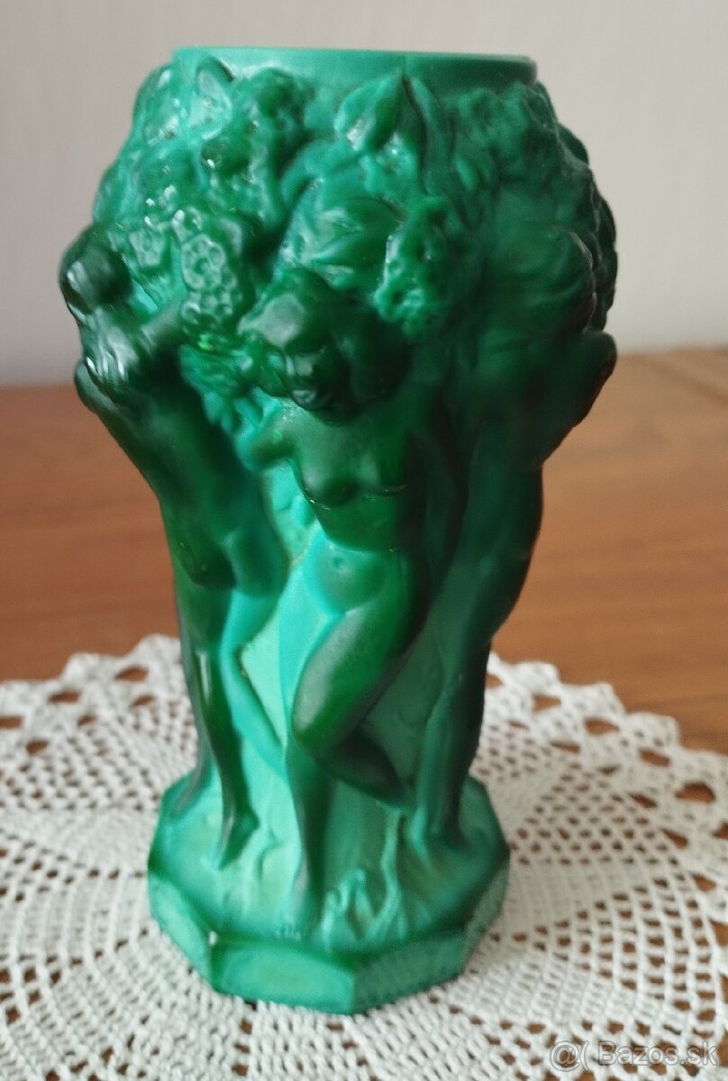 Starožitná váza -Art Deco - malachit - 5