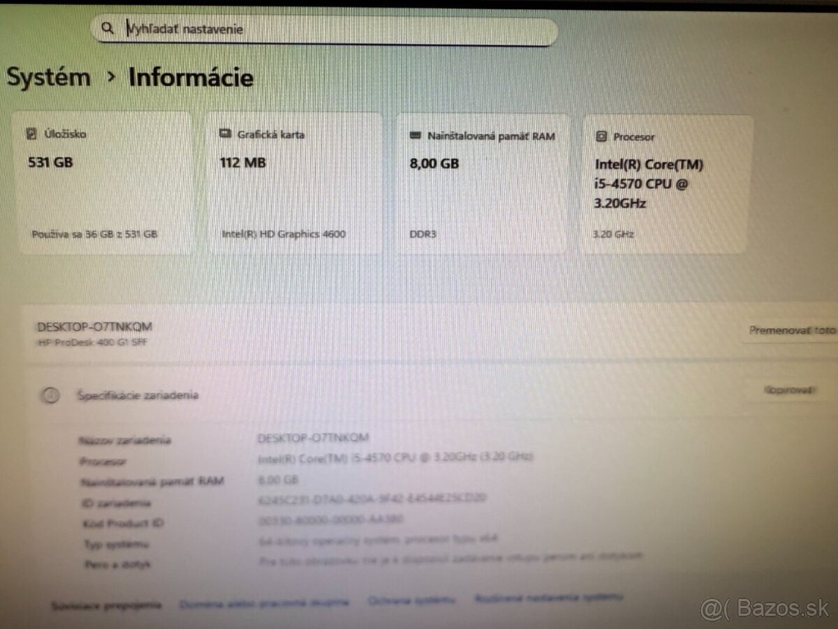 Počítač HP ProDesk 400 G1 SFF i5 / 8GB RAM / SSD+HDD - 5