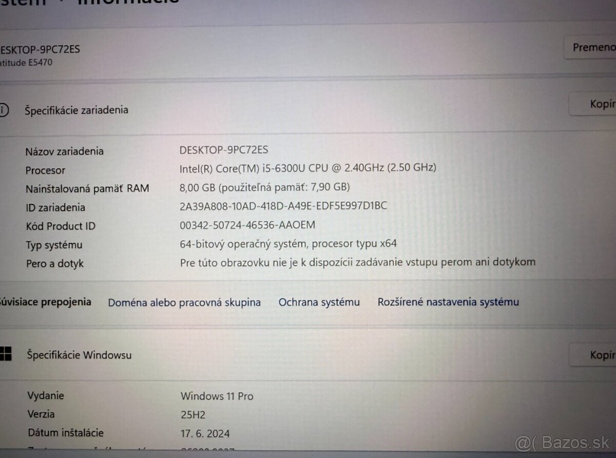 Notebook Dell Latitude E5470 / i5 / 8GB RAM / 256GB SSD - 5