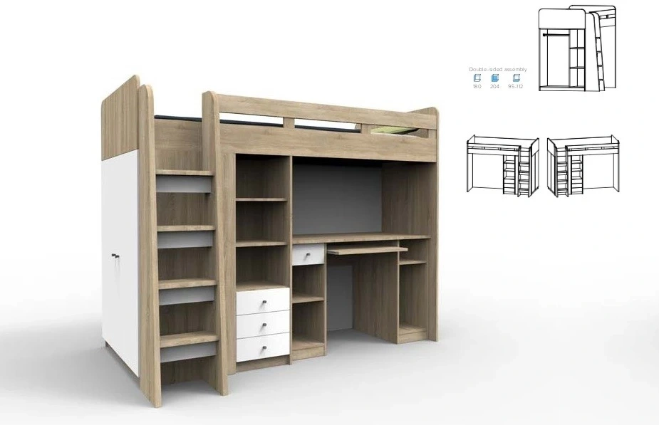 Detská poschodová posteľ so stolíkom dub sonoma/biela - 5