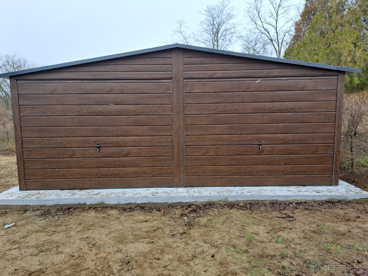 Plechová garáž 6x5m drevodekor - 5