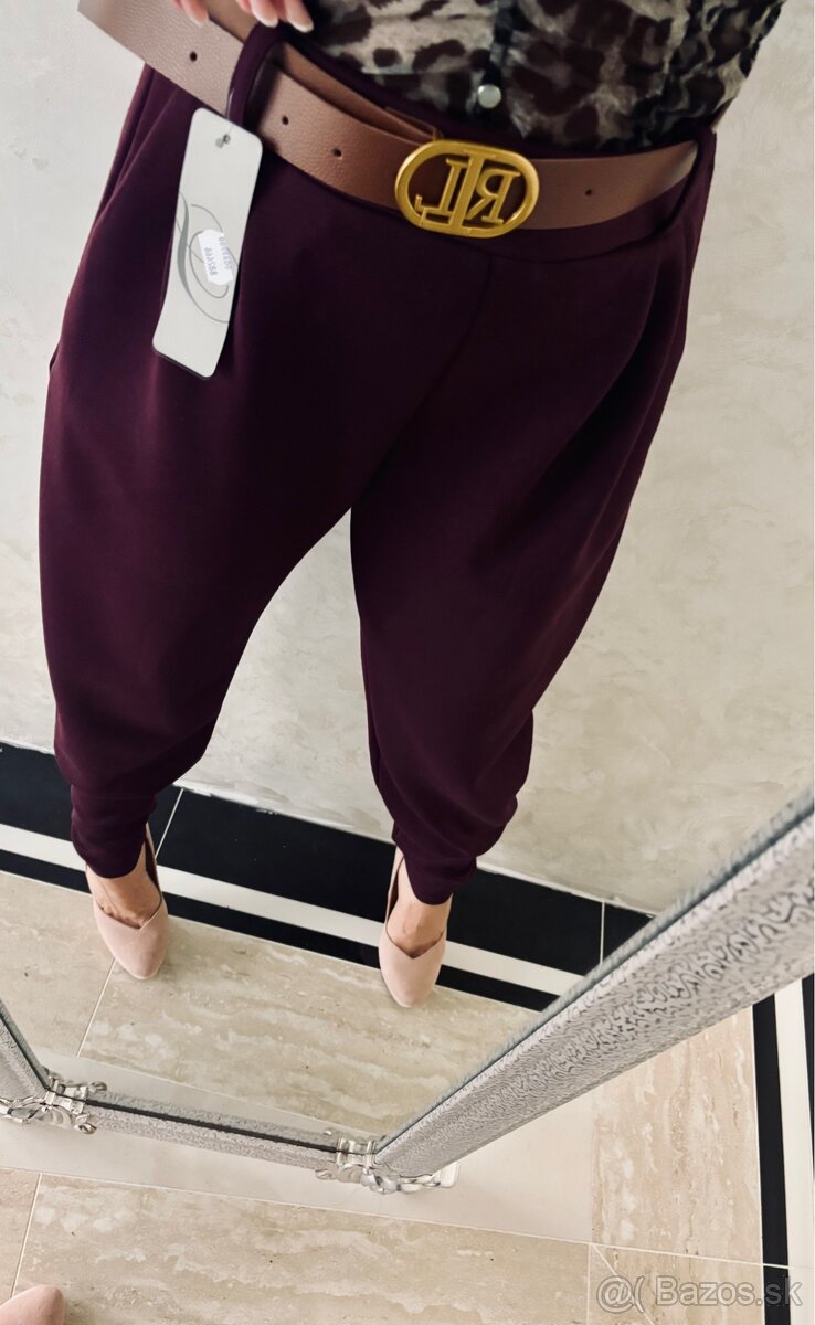 Damske mega nohavky bordo - 5