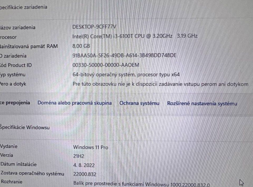 Mini počítač Dell.Intel i3-6100T 2x3,20GHz.240G SSD.8gb ram - 5