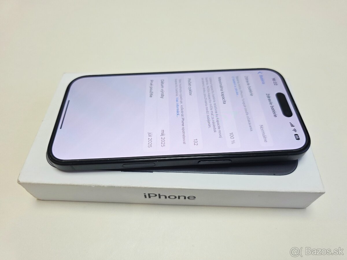 APPLE IPHONE 16 128GB BLACK,BATERKA 100%,ZÁRUKA - 5