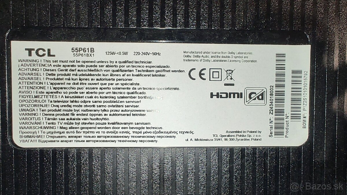 TCL 55P61B funkčný, rozbitý display - 5