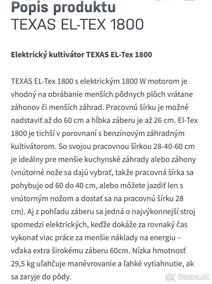 Kultivátor Texas EL-tex 1800 - 5