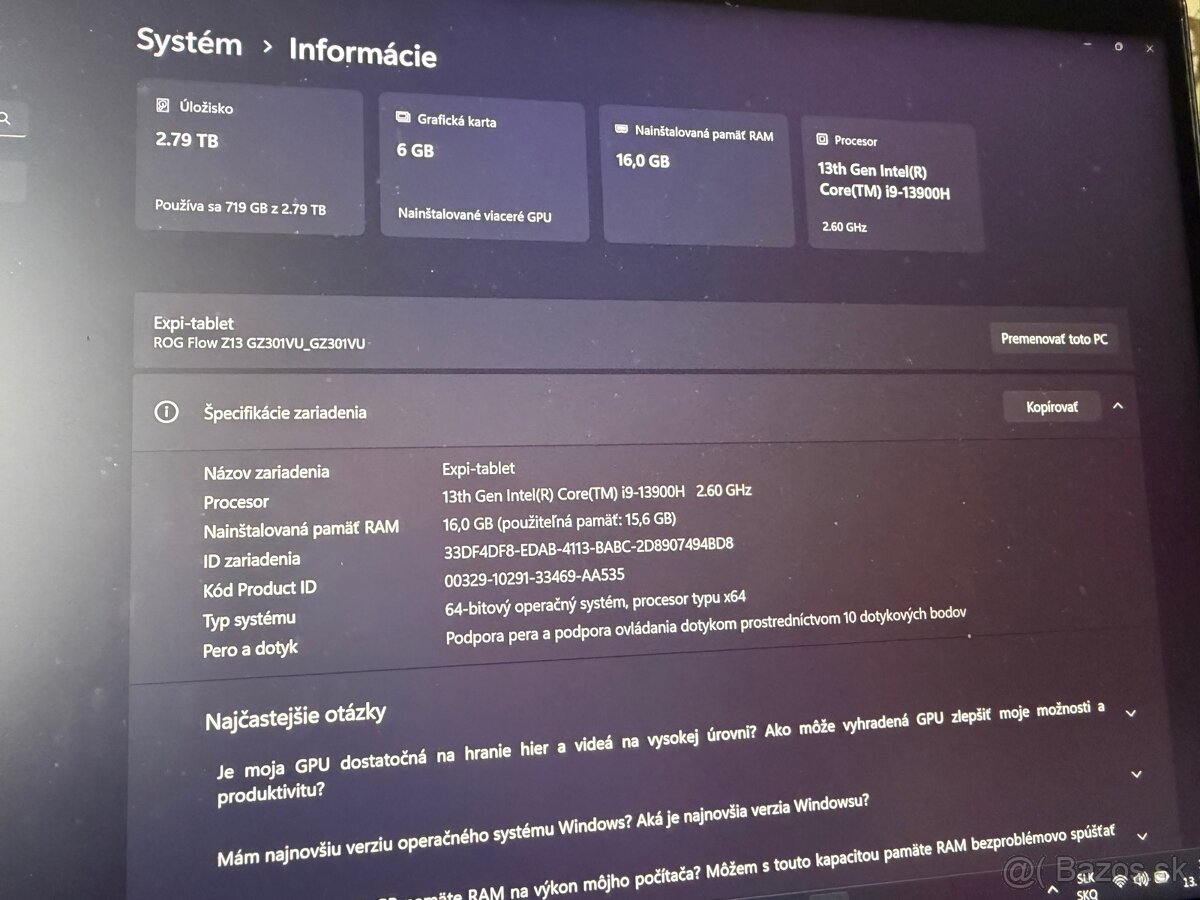 ASUS ROG Flow Z13 GZ301VU-NEBULA008W Black kovový - 5