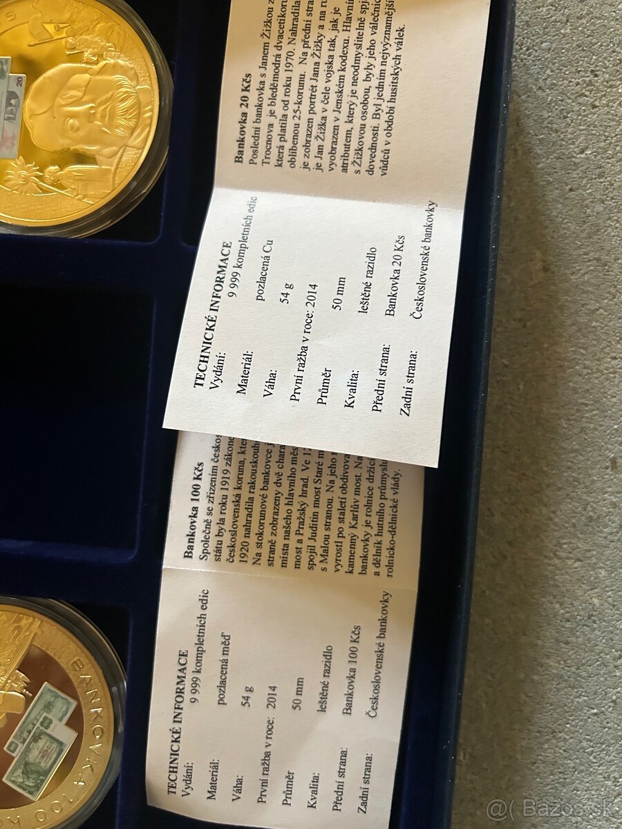 Sada medailí bankovky 100 - 20 ksč - 5