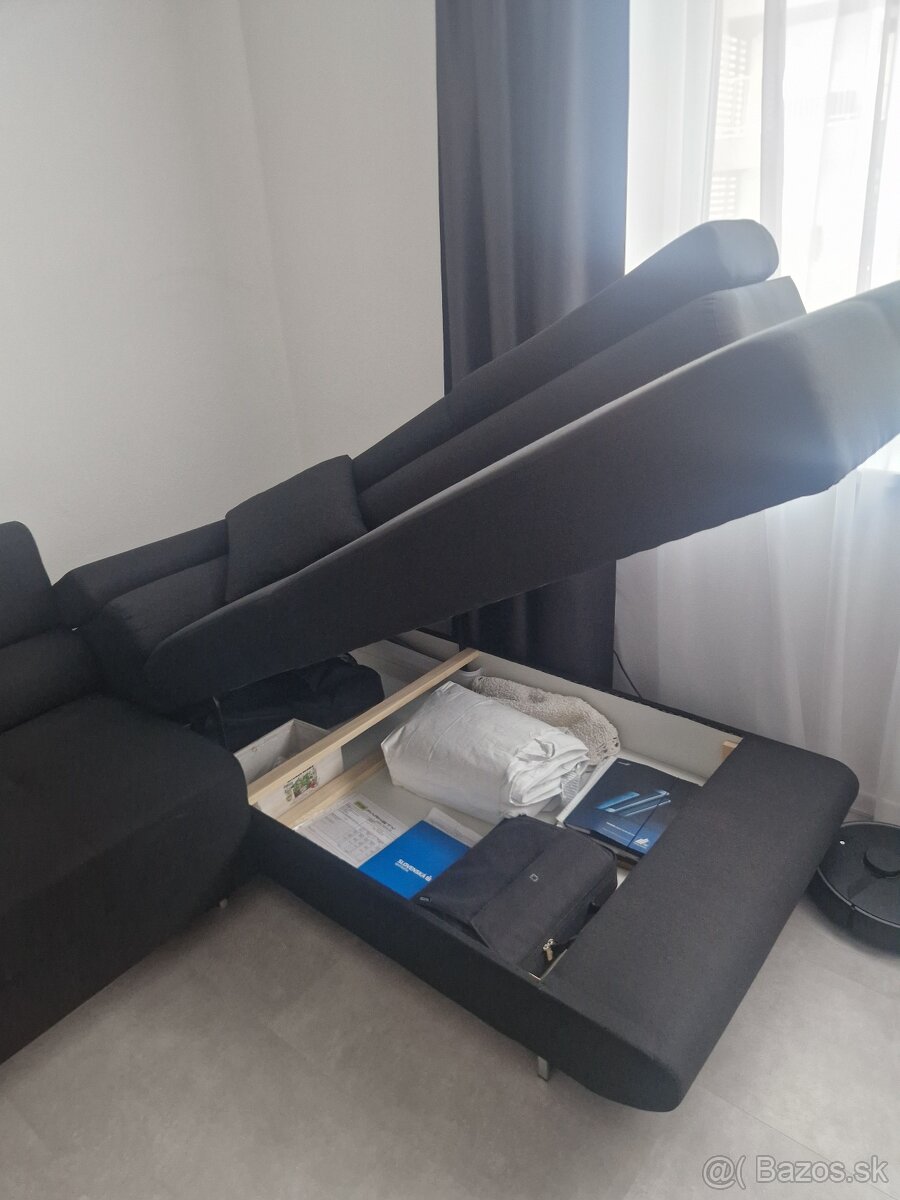 Rohová sedačka čierna - 5