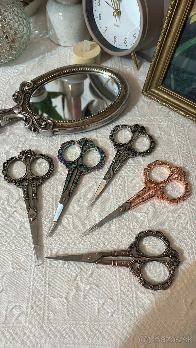 Staromedené zdobené nožnice 12 cm - 5