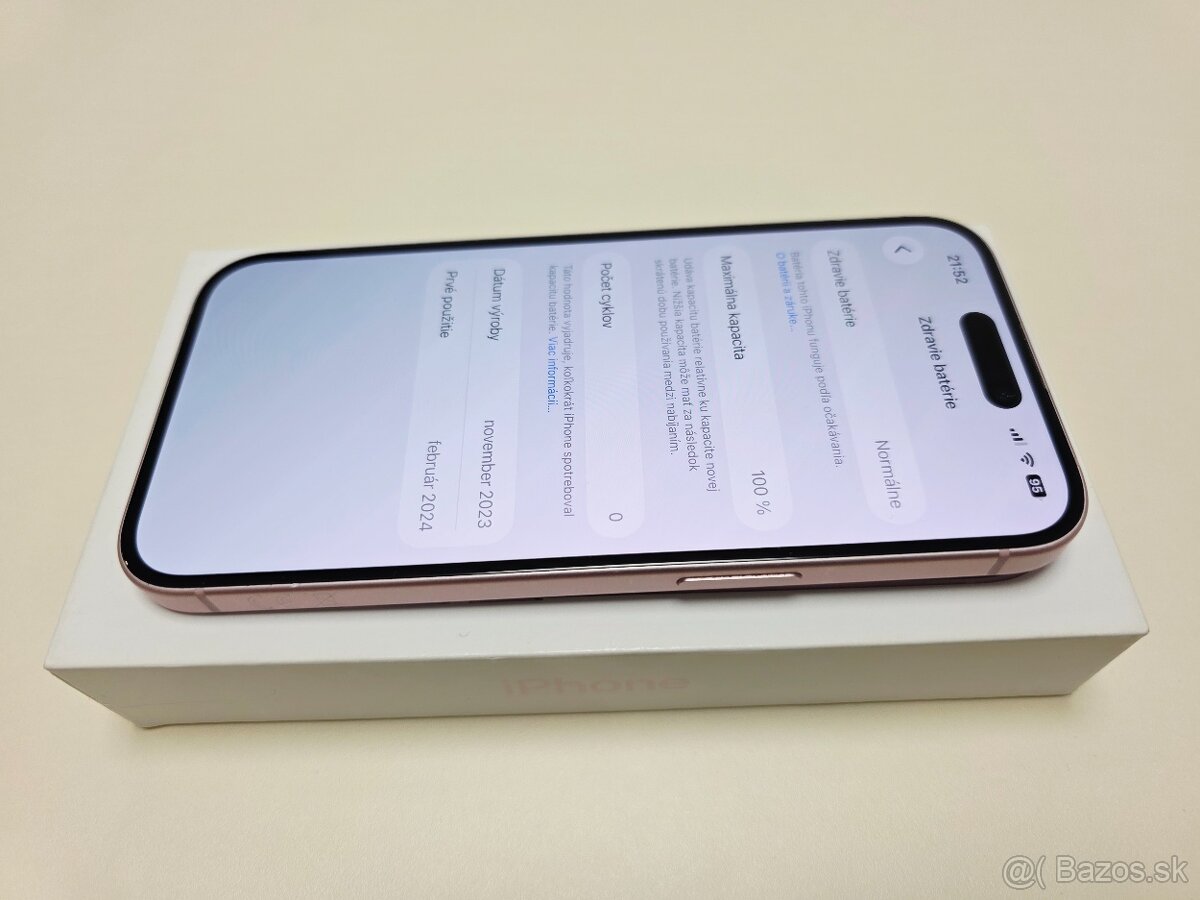 Apple iPHONE 15 PINK 128GB,TOP STAV ,BATERKA 100% - 5