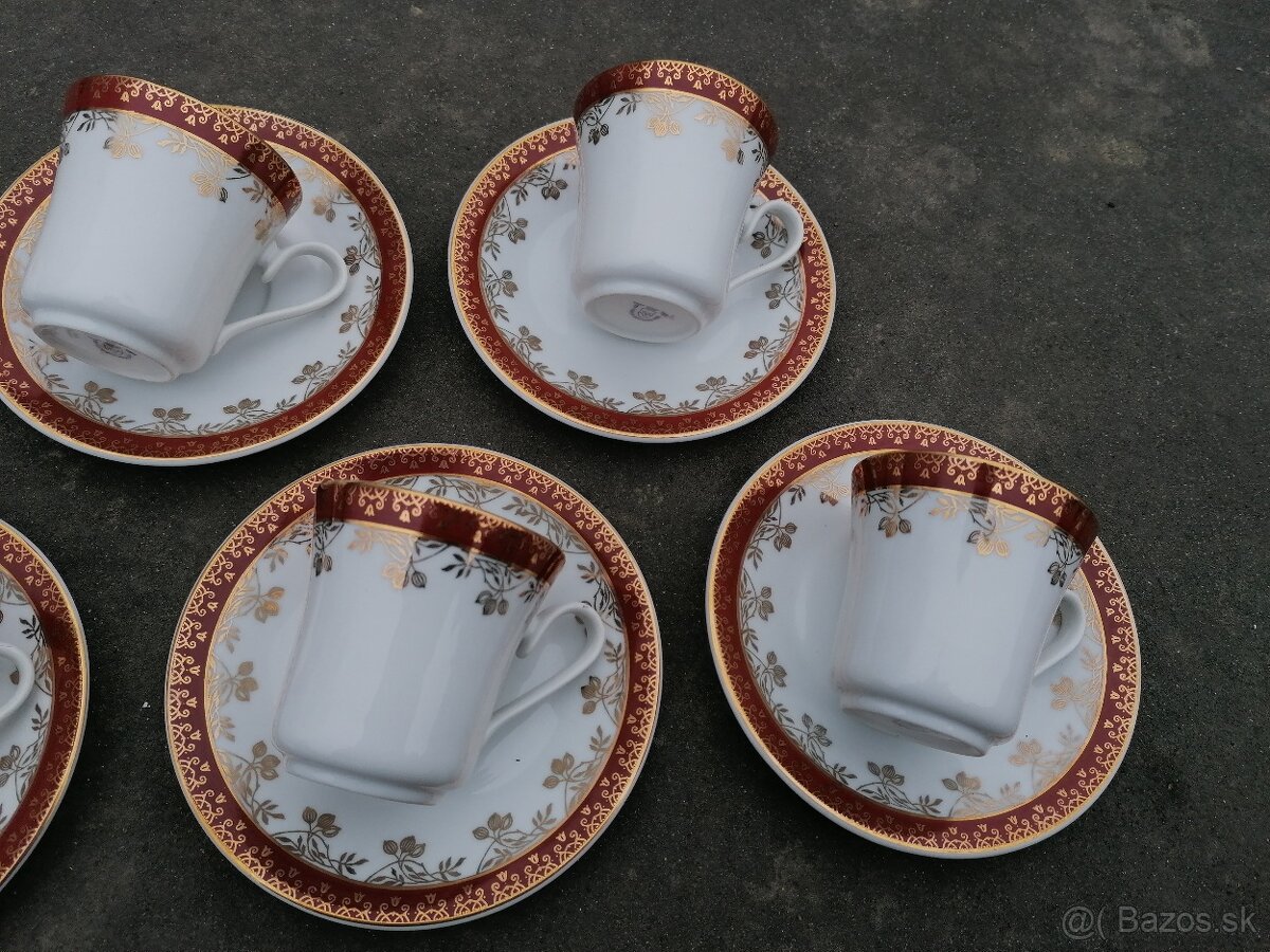 Predám červeno-zlatá porcelánová sada - 5