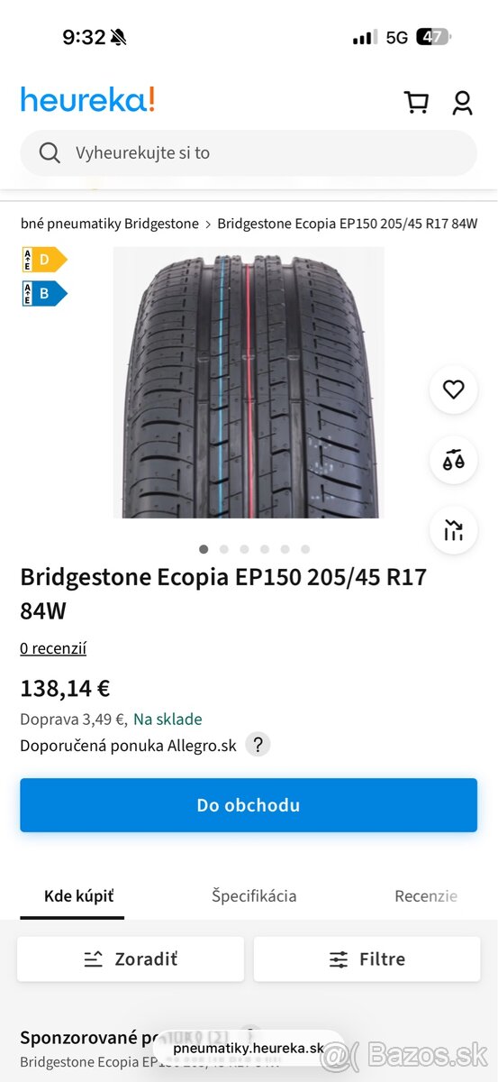 Bridgestone Ecopia EP150 205/45 R17 84W - 5