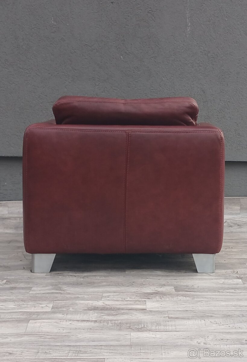 Kreslo kožené bordové. - 5