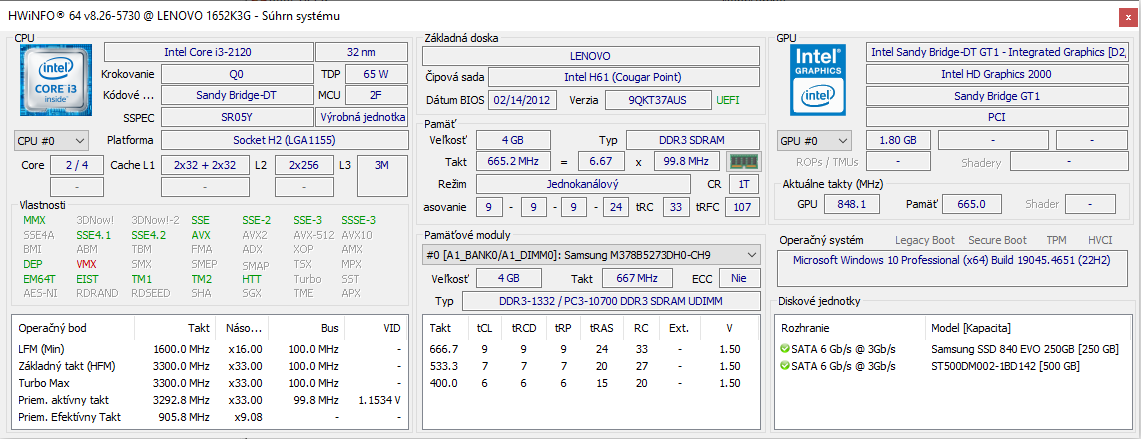 Predám Lenovo ThinkCentre – i3-2120, 4GB RAM, SSD+HDD - 5