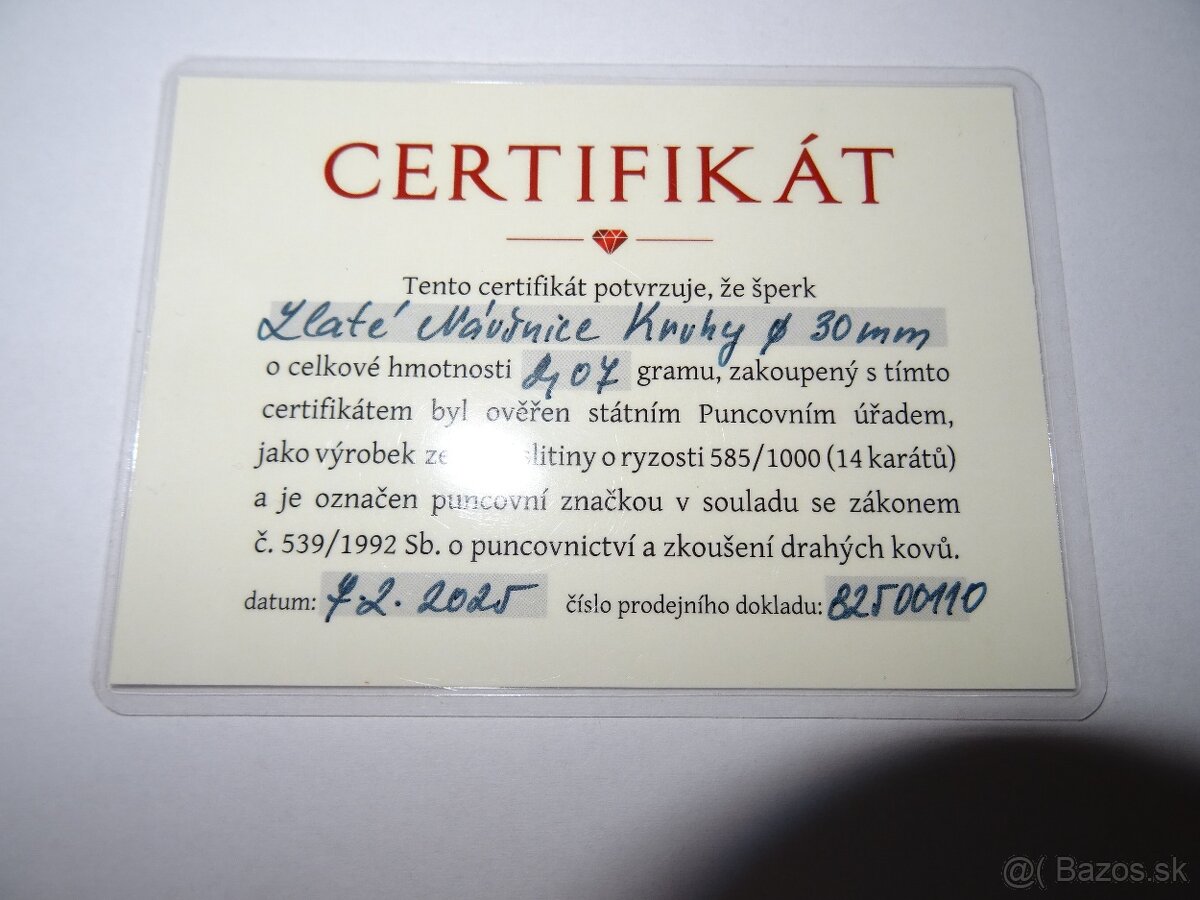 Zánovní (nové) zlaté náušnice kruhy - 5